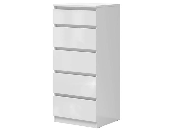 Kommode - Höhe 115 cm 50 x 115 x 45cm Weiß/Hochglanz Weiß