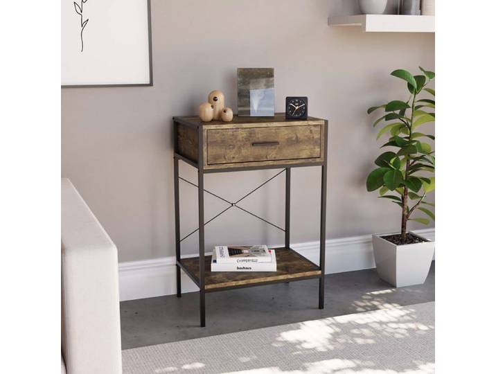 Table console - Brooklyn 1-tiroir - 1 tiroir - étagère inférieure - bois foncé
