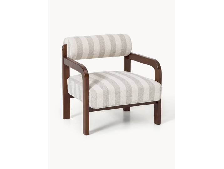 Fauteuil lounge en bois de frêne avec revêtement en bouclette Raymond
