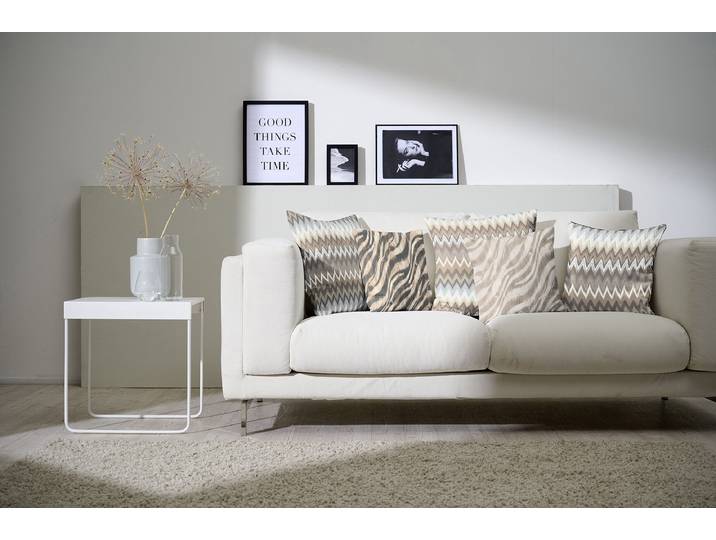 Coussin décoratif Zigzag Beige/Taupe 48 x 48cm Coton