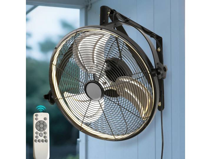Ventilateur mural moderne télécommande 6 vitesses ventilateur électrique Ventilation multi-ajustable tête oscillante minuterie LED ventilateur de plafond lumière