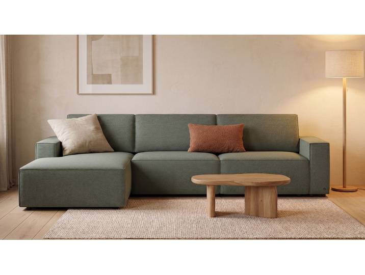 LOUNGE Ecksofa in Waldgrün von BRUNO Mit Schlaffunktion & Stauraum
