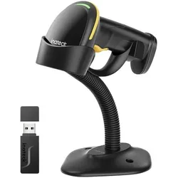 Inateck Barcode-Scanner Bluetooth 1D, 2D LED Black Hand-Scanner inkl. Standfuss (1D-Barcodes, 2D-Barcodes), Barcode Scanner, Schwarz