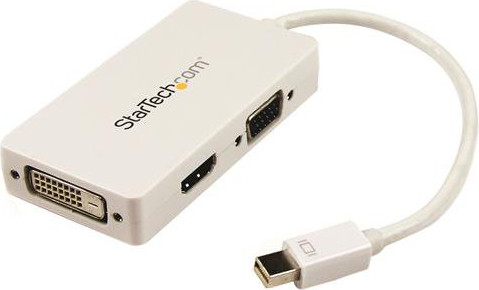 StarTech Mini DisplayPort naar VGA/DVI/HDMI-adapter, model MDP2VGDVHDW, wit