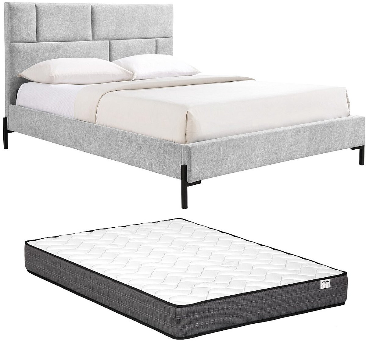 Vente-unique Bedframe gestoffeerd lichtgrijs 160 x 200 cm