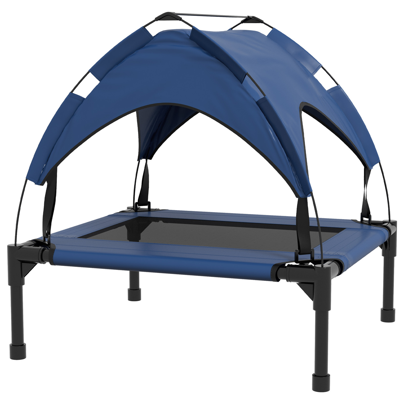 PawHut Hondenbed met Dak, Ademend en Waterafstotend, Donkerblauw, B/D/H: 76 x 61 x 69,5 cm