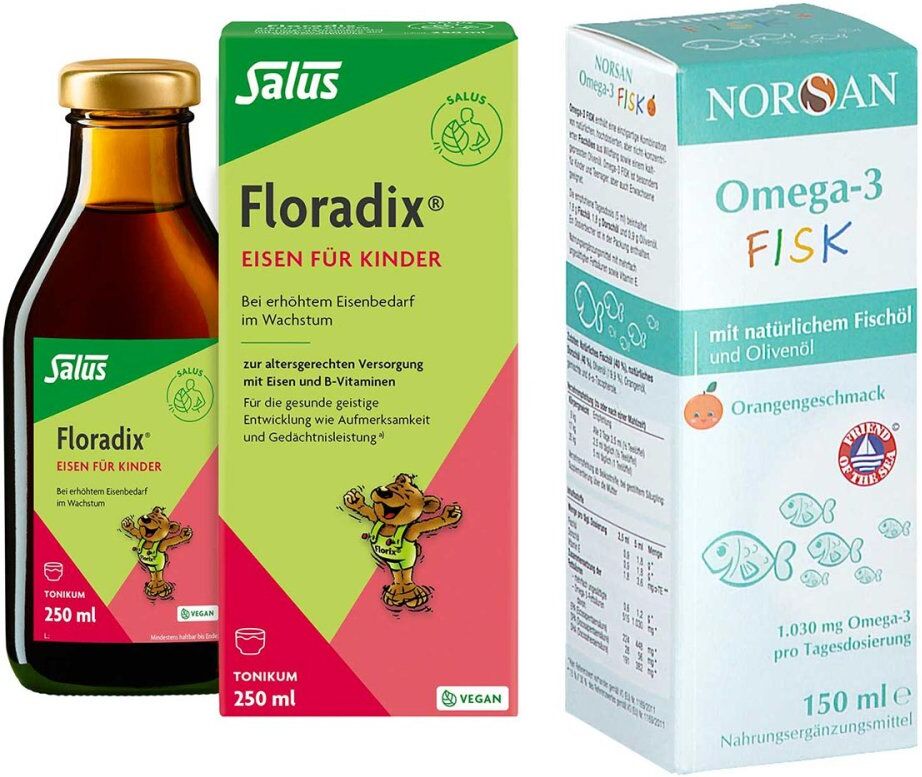 Floradix Eisen Tonikum + Norsan Omega-3 Fisk für Kinder