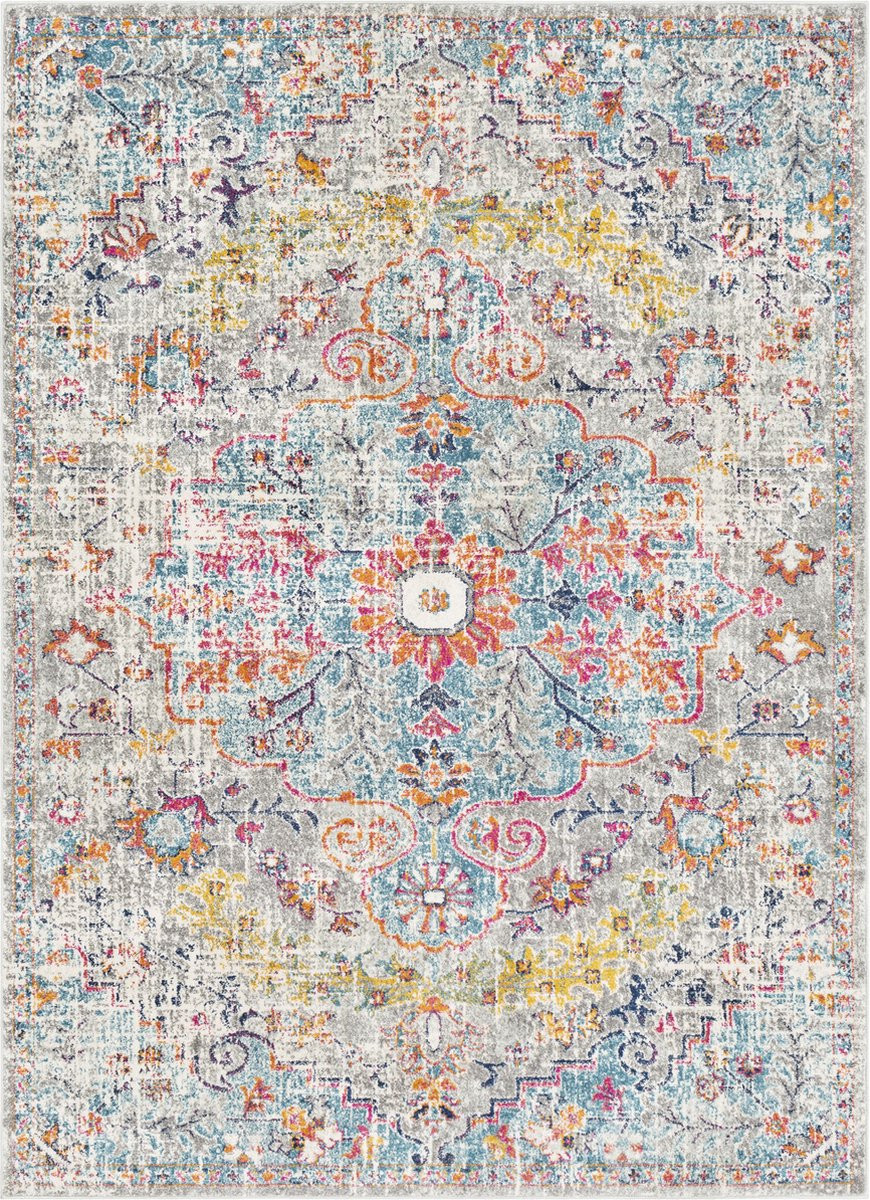 SURYA Lou vloerkleed vintage oosters eendblauw