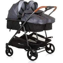 Chipolino, Kinderwagen, Kombikinderwagen für Zwillinge, Babys unterschiedlichen Alters - Duo Smart Silver Grey (0 Monate - 4 Jahre)