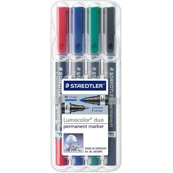 STAEDTLER Lumocolor duo Permanentmarker farbsortiert 0,6 - 1,5 mm - 4 Stück
