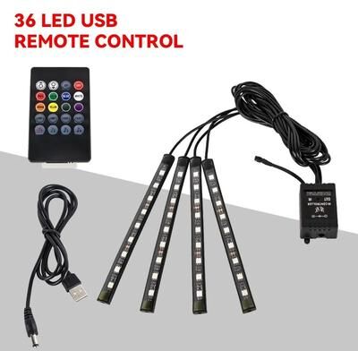 Uplift Essentials LED Car Interior Ambient Foot Lights With Music Control And App 36led Remote Usb
