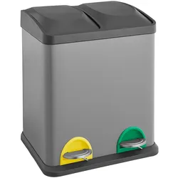 SVITA TC2X15 Mülleimer 30L 2x15 Treteimer Papierkorb Mülltrennung Stahl Grau