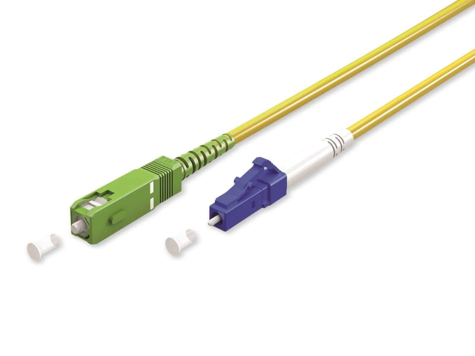 Goobay 59656 Glasvezelkabel FTTH single-mode OS2, geel, simplex, SC-APC naar LC-UPC, 30 meter