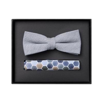 Fliege VENTI "VENTI Set aus Fliege und Einstecktuch gemustert", Herren, blau, 72% Polyester, 20% Viskose, 8% Elasthan, Fliegen