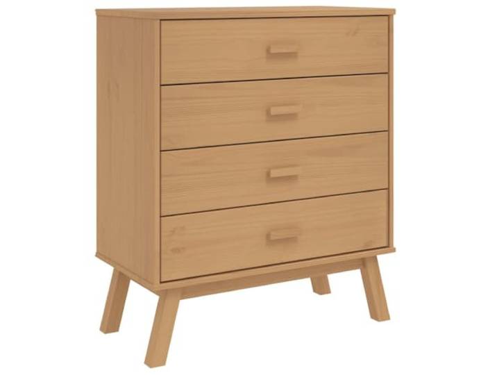 Kommode Kiefer Massivholz, 4 Schubladen, Braun, mit Holzfüßen Massivholz, 4 Schubladen, Ausstellungsplatte, Holzfüße, skandinavischer Stil, stabile Konstruktion