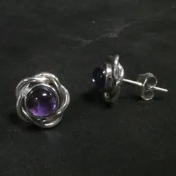Drachensilber Edler Ohrstecker Amethyst Knoten 925 Silber - Silber;Lila