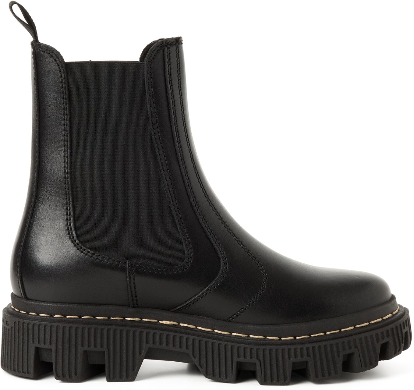 Chelseaboots TAMARIS, Damen, Gr. 37, Textil, schwarz, Leder, Schuhe Chelseaboots, Blockabsatz, Stiefelette mit Kontrast-Rahmennaht