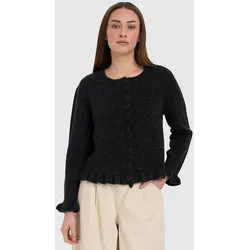 24 Colours Ruffle Strickpullover schwarz Gr. S