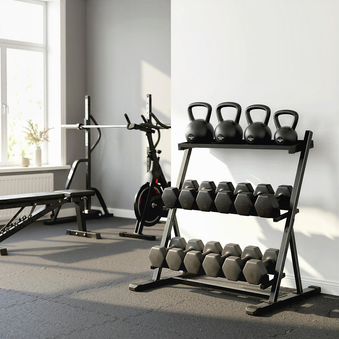 HOMCOM Dumbbell Rack Black 88cm L
