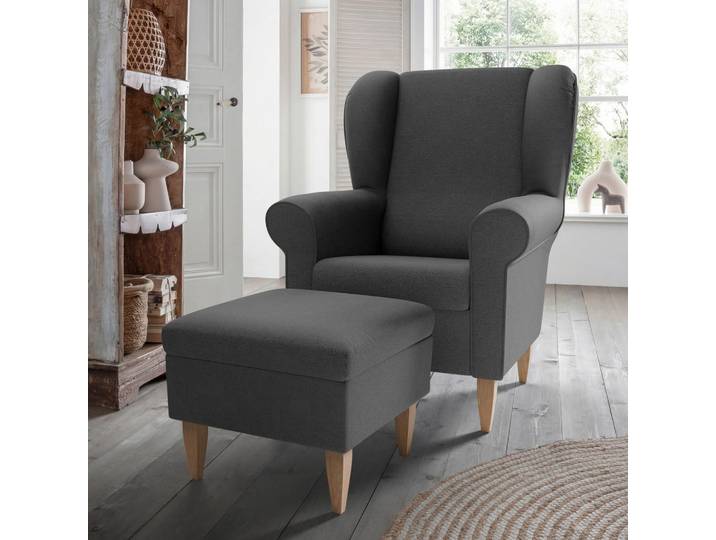 Livetastic Sesselset Asino, Anthrazit, Holz, Buche, Uni, 80x102x86 cm, Stoffauswahl, Wohnzimmer, Sessel, Sonstige Sessel
