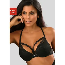 Push-up-BH, Damen, Gr. 90, Cup AA, schwarz, Spitze, Obermaterial: 60% Polyamid, 35% Polyester, 5% Elasthan, PETITE FLEUR GOLD BY LASCANA, BHs Push-up-BH Spitzenwäsche Bügel-BH Spitzen-BH Schalen-BH, mit herausnehmbaren Kissen, sexy Dessous, Reizwäsche