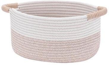 Unique Woven Storage Basket Bin with Handles for Living Room Blankets Clothes