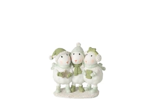 J-Line Winters schaap decoratie van steen - wit/groen