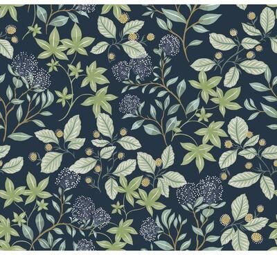 A-Street Prints Mildred Indigo Botanical Trail Wallpaper