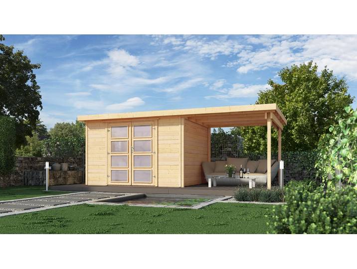 Gartenhaus weka 321 B Gr. 1 inkl. Fußboden, Dachanbau 452 x 237 cm natur