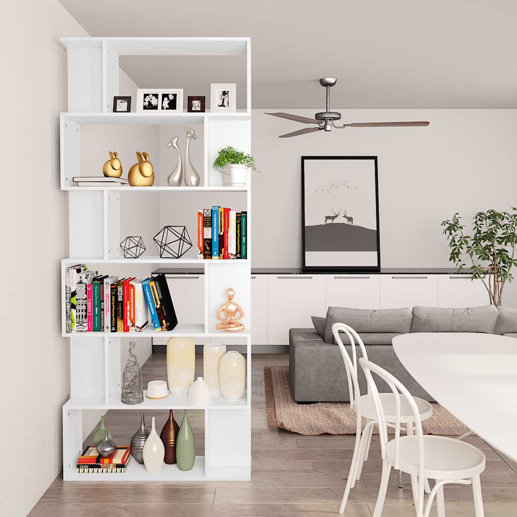 vidaXL Bibliothèque/Séparateur de pièce Blanc Bois d'ingénierie