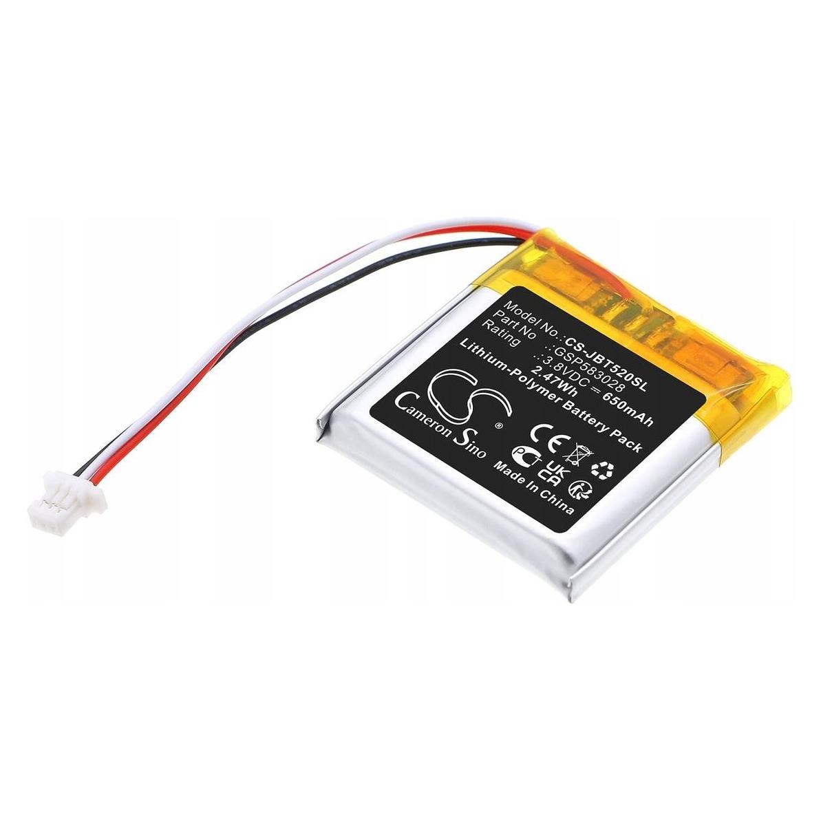 CS Cameron Sino Akumulator Bateria Typu Jbl Gsp583028 Do Słuchawek Jbl Tune 520 Bt / Cs-jbt520sl (1 Stk., 650 mAh) (CAMERON SINO)