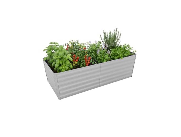 Relaxdays Hochbeet, verzinktes Metall, Blumen, hellgrau
