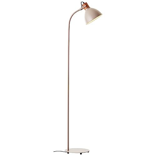 Brilliant Erena vloerlamp taupe/grijs metaal en hout met verstelbare kop en voetschakelaar, Hoogte: 150 cm