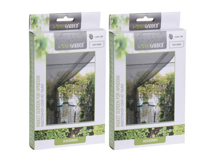 2er-Set Fliegengitter für Fenster, 1,3 x 1,5m, inkl. Klettband