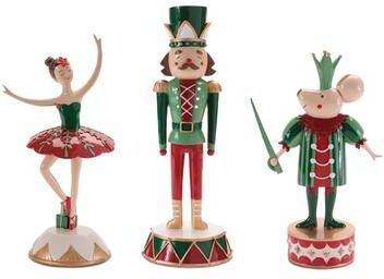 Melrose International Nutcracker Soldier, Mouse & Ballerina Figurines (Set of 3)
