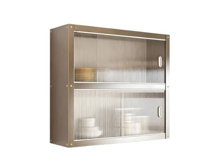 WNGJZZYC Edelstahl‑Küchenhängeschränke Mit Acryl‑Schiebetüren Wandablage Mit Großer Kapazität Und Gewürzregalen, Wandeinheit Für Küche / Badezimmer / Balkon(120x35x70cm/47x14x28in)