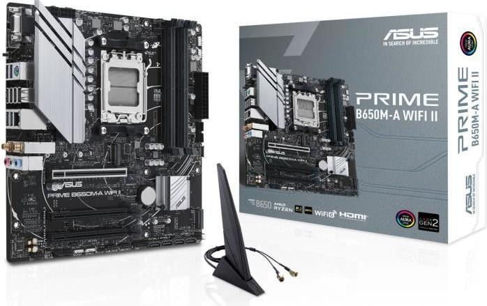 ASUS PRIME B650M-A WIFI II Moederbord, AMD B650, Socket AM5, Micro ATX, DDR5, Wi-Fi 6