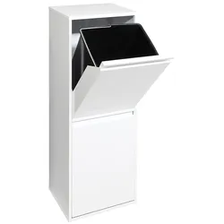 ARREGUI Basic CR201-B Recycling Abfalleimer / Mülleimer aus Stahl mit 2 Inneneimern, 2 Fach Mülltrennsystem, 2 x 17L (34 L), weiß