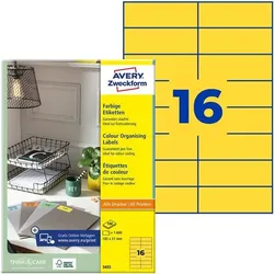 Avery Zweckform 1600er-Pack Farbige Etiketten gelb