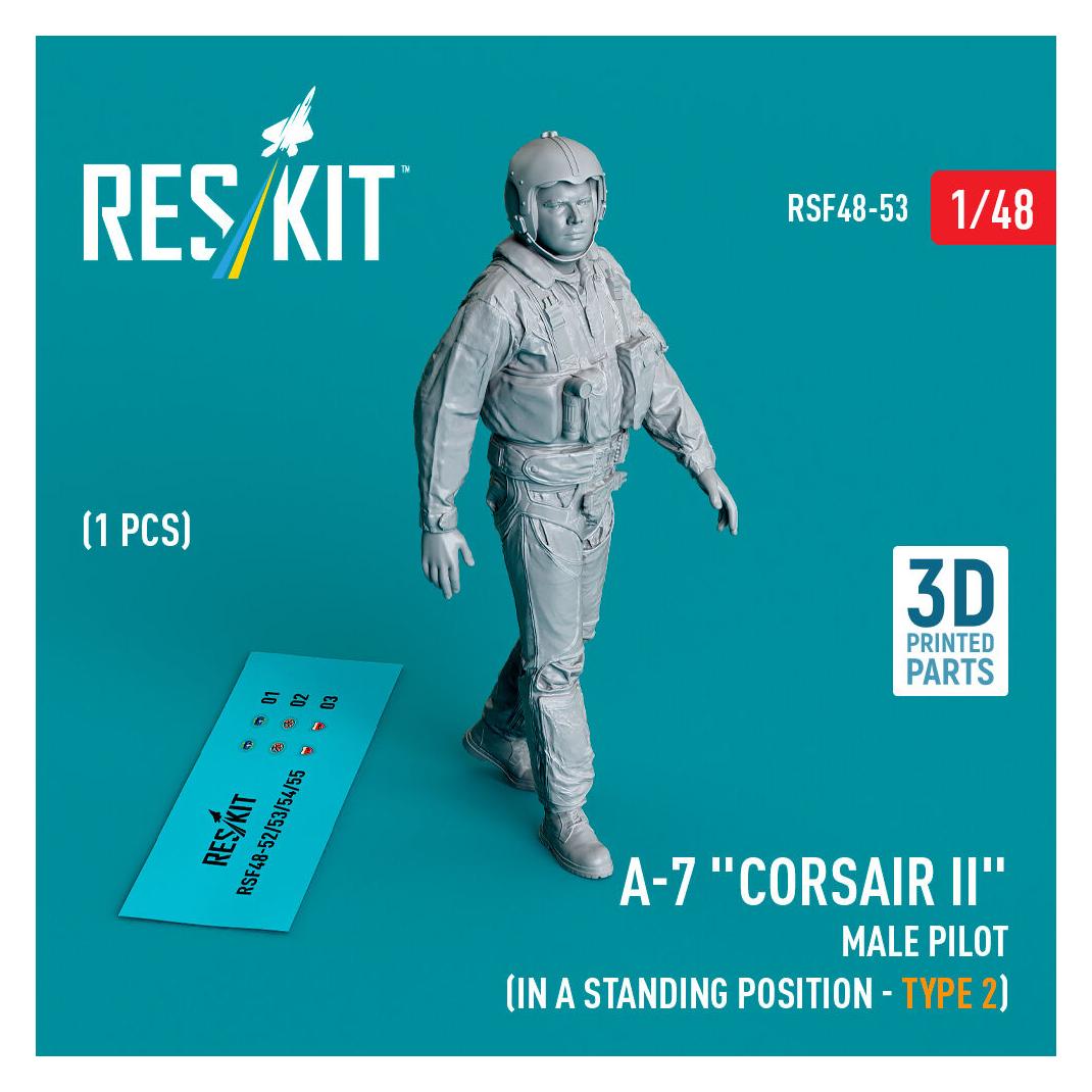 ResKit A-7 Corsair II male pilot (in a standing position - type 2) (1 pcs) (3D Printed) (RSF48-0053)