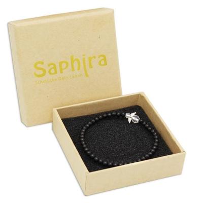 Achat schwarz Schutzengel Edelsteinarmband