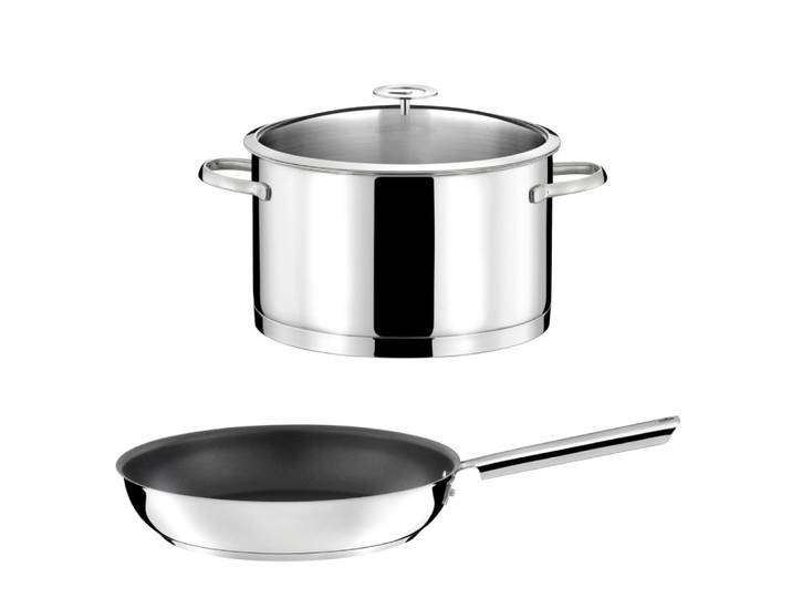 1 faitout inox 24cm avec couvercle et 1 poêle 28 cm revêtement cérami