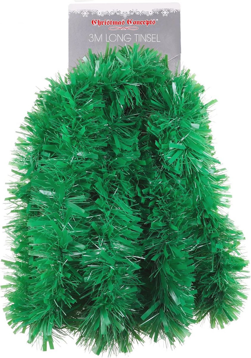 Kerst Tinsel Matte Groen 3m Kerstdecoratie