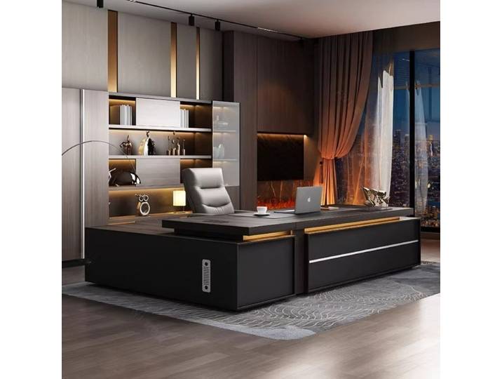 Bureau de direction chinois design, simple et moderne, avec tiroirs et armoire de réception, mobilier de bureau original
