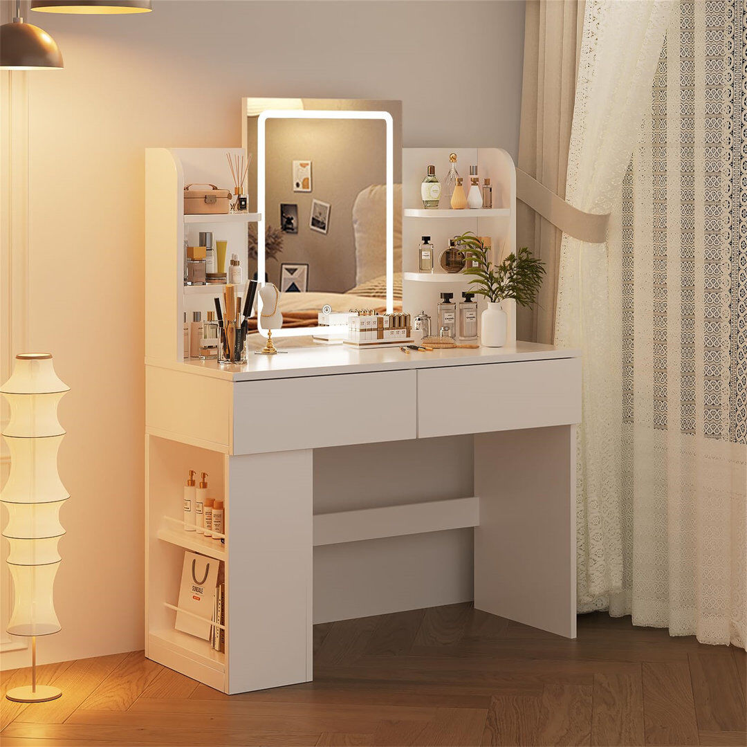 Fleur De Lis Living Dressing Table White 125cm H X 90cm W X 40cm D