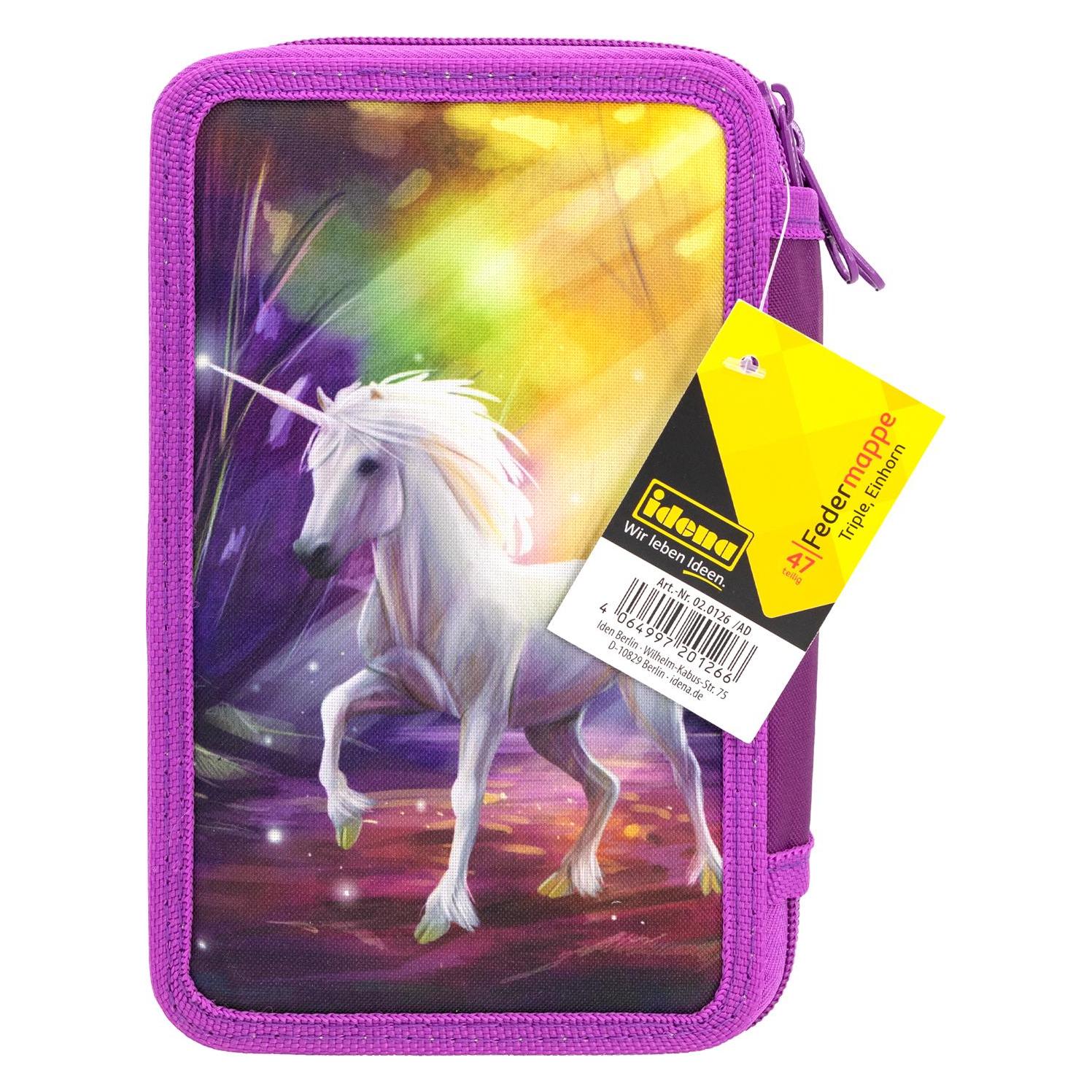 Idena Federmappe Triple Einhorn 47teilig (32853387)