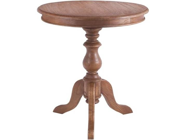 CLP Beistelltisch Wiva, runder Holztisch 70cm Durchmesser für Wohnzimmer und Esszimmer, Mindiholz mit Tischplatte, Farbe: braun