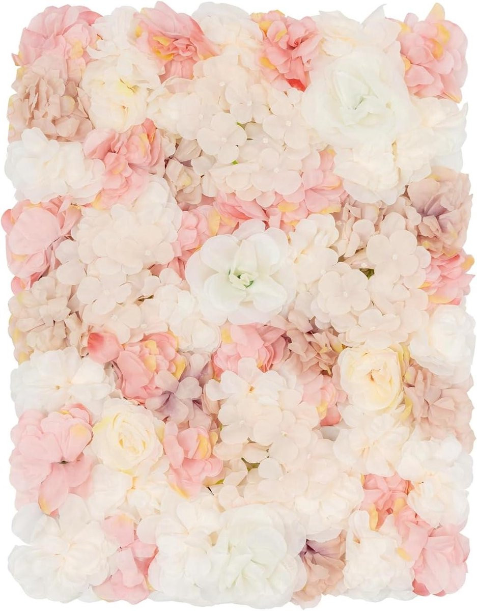 Handgemaakte realistische kunstbloemen panelen voor muurdecoratie - Champagnekleur - 40 x 60 cm