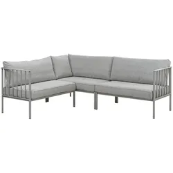 Gartenecksofa Upper, Hellgrau/Grau - Aluminium & Recyceltes Polyester, 235x193 cm