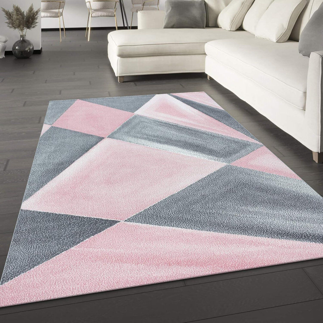 Ivy Bronx Rectangle Geometric Area Rug Pink Rectangle 200 x 290cm